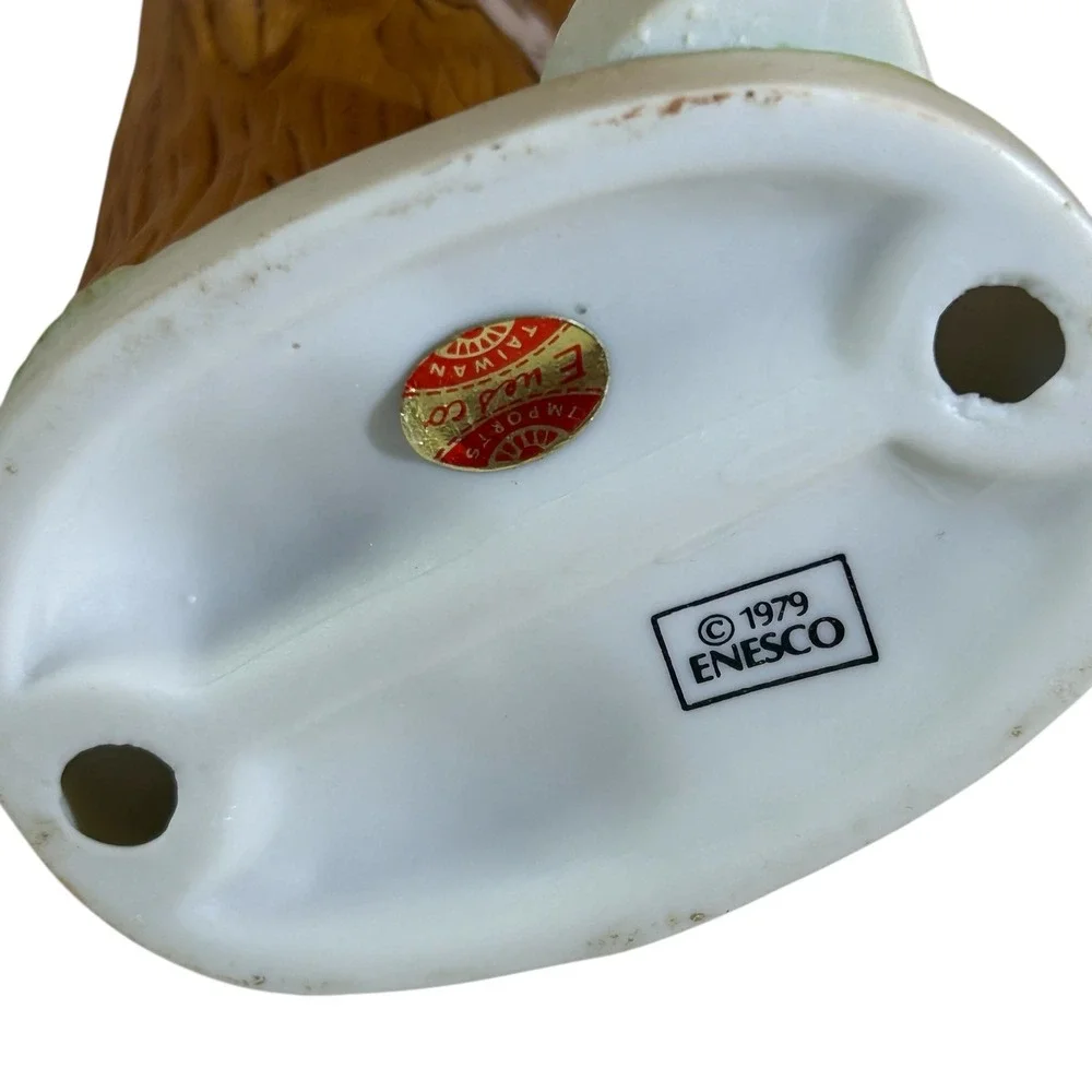 Vintage Enesco 1979 Adorable Ceramic‎ Tree Hug Mother Deer Fawn Bud Vase Taiwan